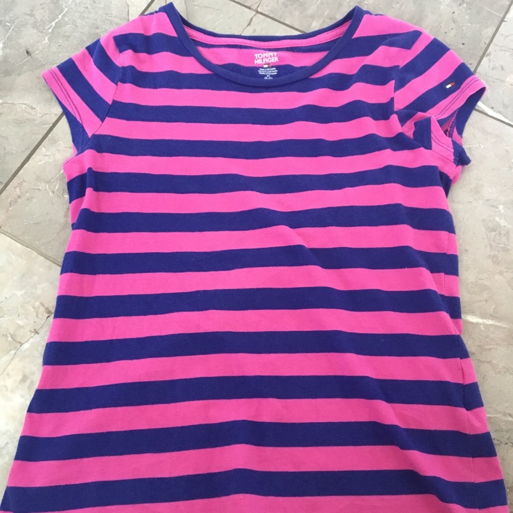 Tommy Hilfiger Pink and Blue Striped Tee !!